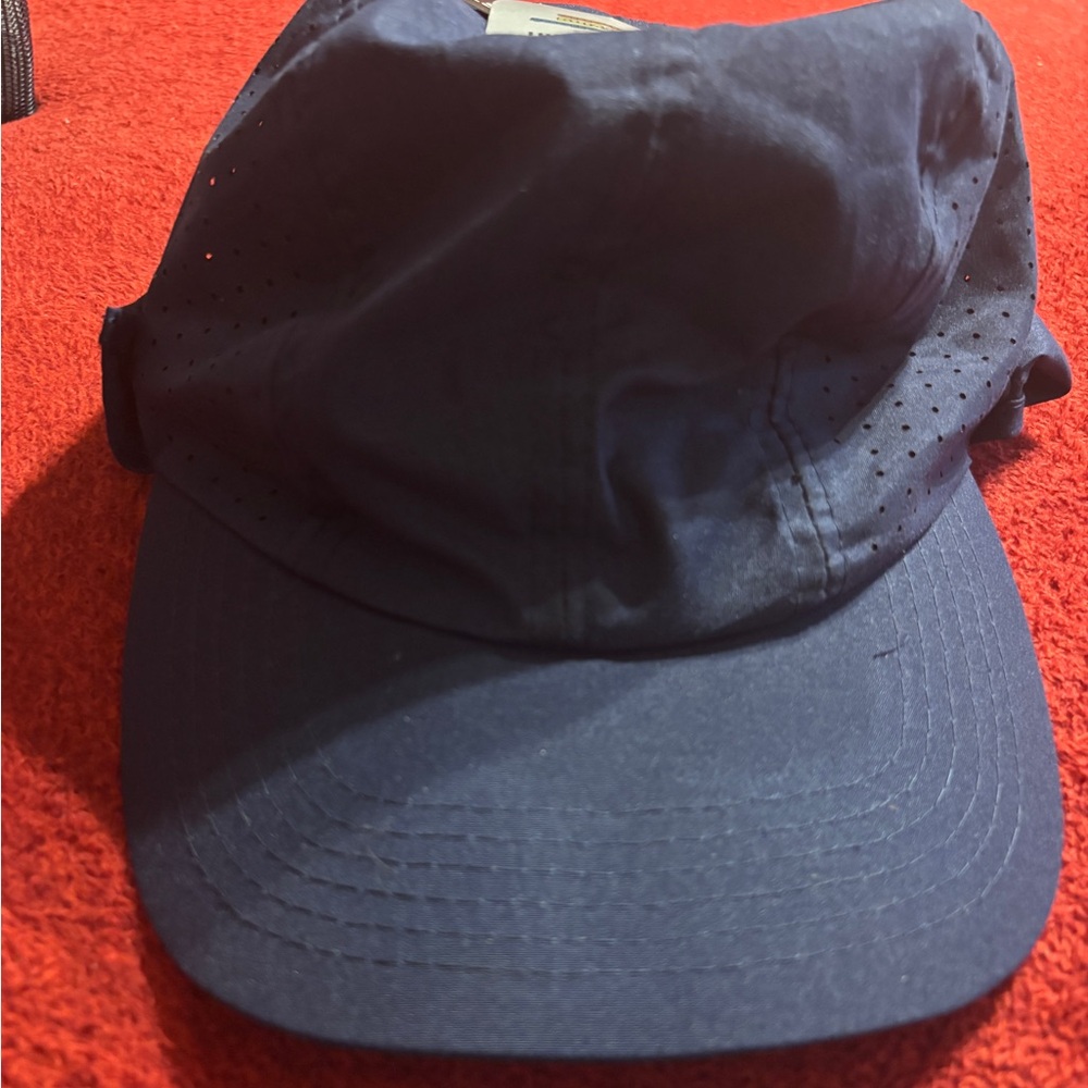Chillmeister Navy Blue Men's Cap Perforated Holes And Shade flap on back . NWT